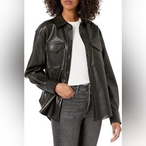 NWT The Drop Women's @Lisadnyc Faux Leather Long Shirt Jacket M